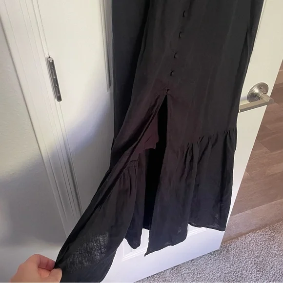 Abercrombie Maxi Linen Blend Dress in Black - Picture 5 of 6